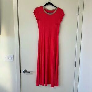 Michael Kors Red A-Line Maxi Dress with Cap Sleeves